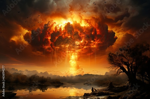 nuclear explosion with clouded clouds © alexxndr
