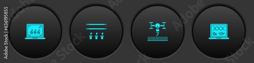 Set Smart farming technology, with bulb and plant, drone and Genetic engineering modification icon. Vector