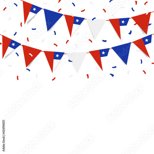 Vector Illustration of Chile Independence Day. Garland with the flag of Chile on a white background.
