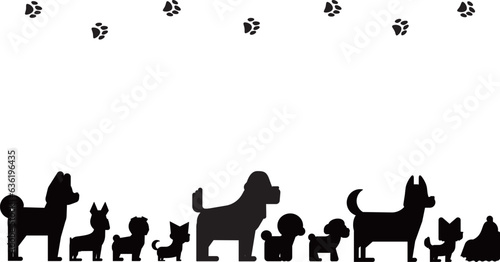 犬のシルエットのセット（フレーム）