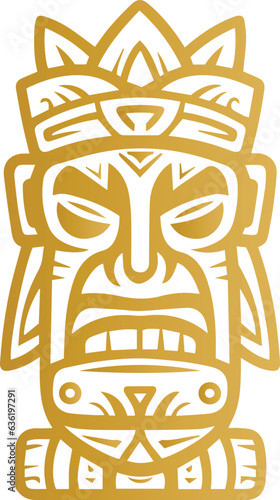 Polynesian tiki mask vector icon. Simple illustration of polynesian tiki mask vector icon for web design isolated on transparent background. EPS and PNG tiki idols.