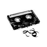 Halftone Audio Cassette. 90s Collage design element in trendy magazine style. Vector illustration with vintage grunge texture