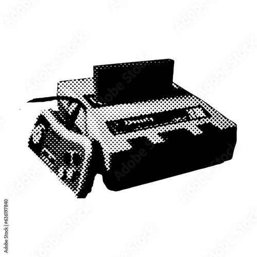Halftone styled retro video game console collage element. 80s nostalgic vintage system and handheld. Old game cartridge. Vector realistic illustration.
