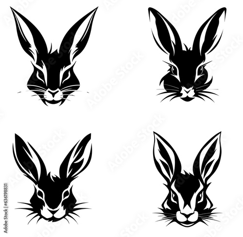 Ester Bunny rabbit face head logo style vector silhouette logo with empty background