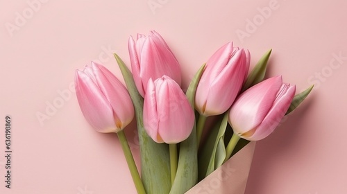 Wallpaper Mural Bouquet of tulips in envelope. Flat lay top view Torontodigital.ca