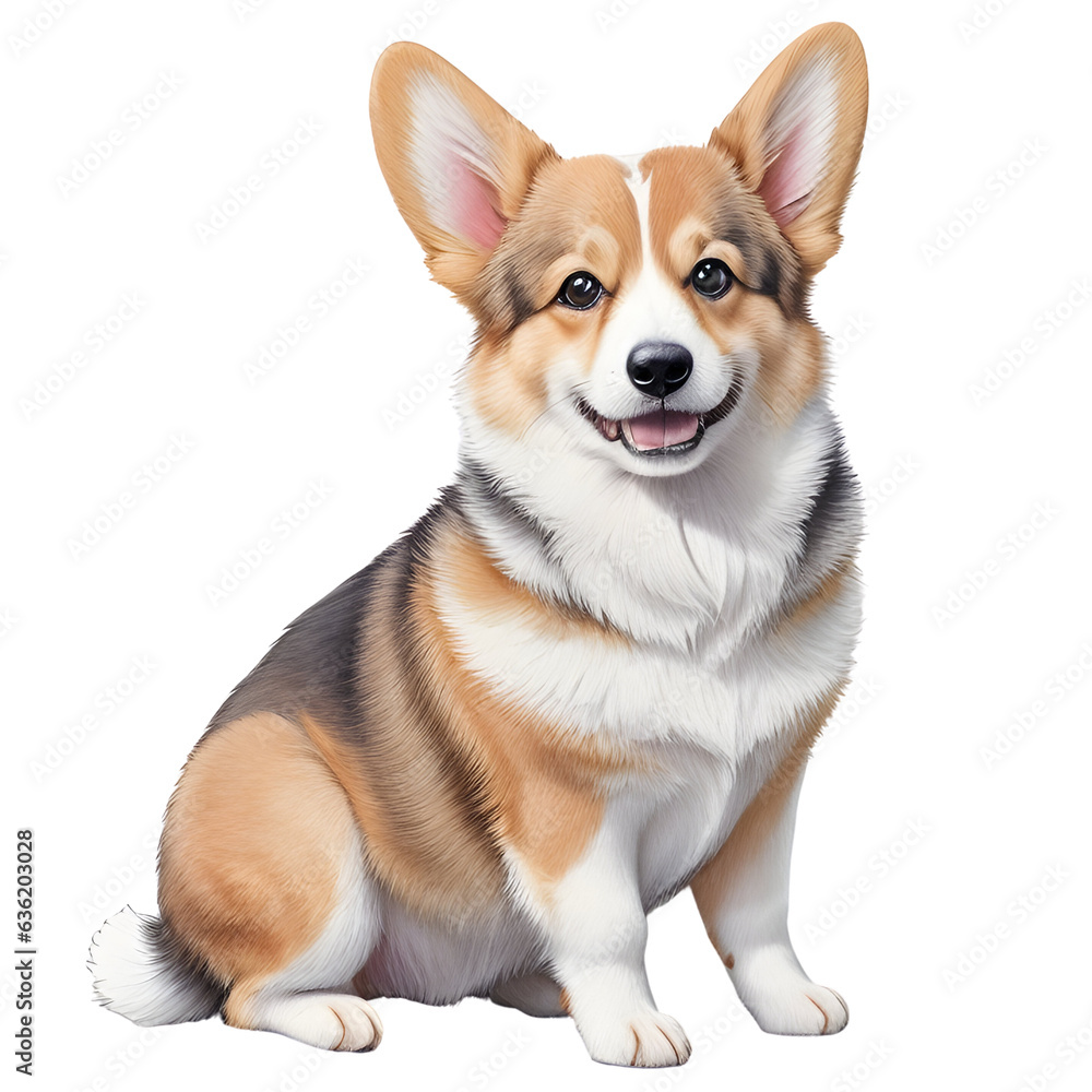 Portrait of a corgi dog. Front view. Generative ai art. Portrait of a corgi dog. Front view. Generative ai art.