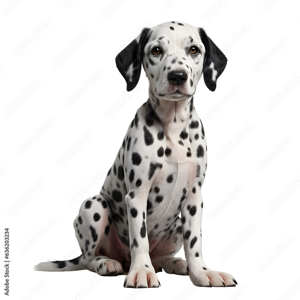 Dalmation puppy cutout,front view. Generative ai art.
