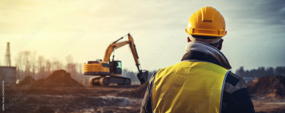 civil engineer in safety helmet looking at construction site civil engineer in safety helmet looking at construction site