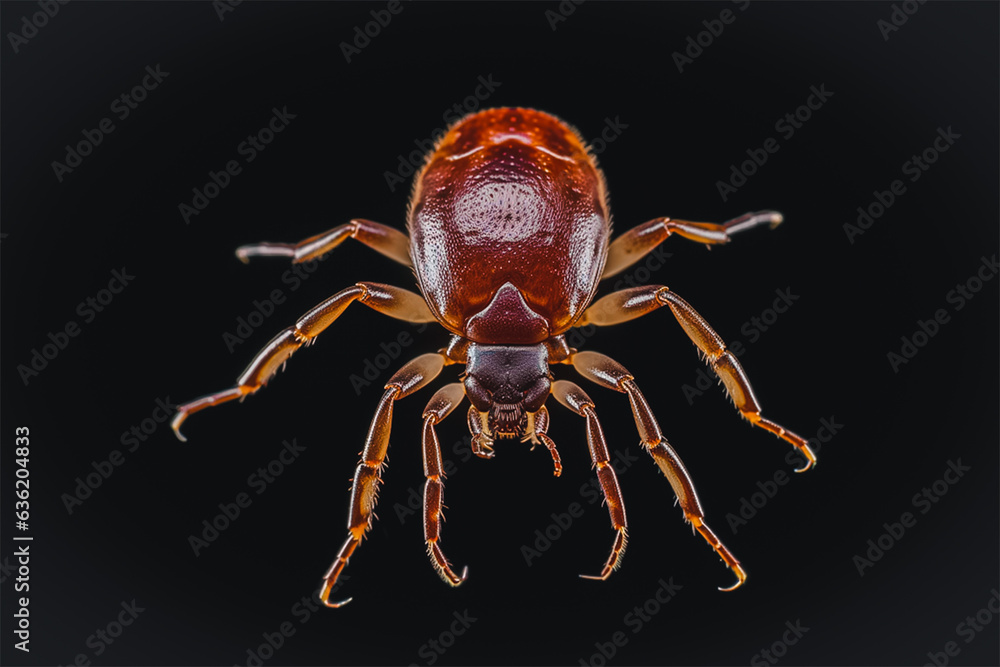 Naklejka premium Tick isolate on black background, Ixodes lyme ricinus mite