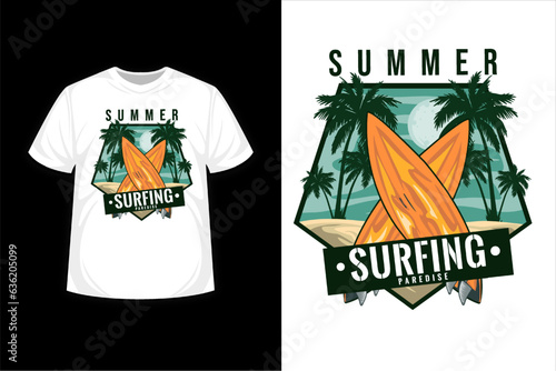 Surfing Retro Vintage T Shirt Design