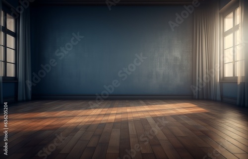 empty room with shadow and wood floor