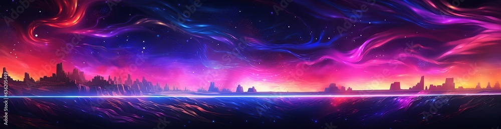 Fototapeta premium futuristic light rays and colorful lights in city