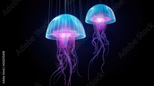 Three dimensional render of glowing jellyfish © Jodie