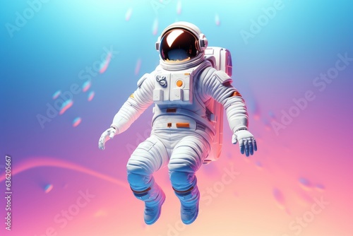 Astronaut Flying in the Air White Background, Science Fiction, Exploring other Planets Concept. Generative Ai