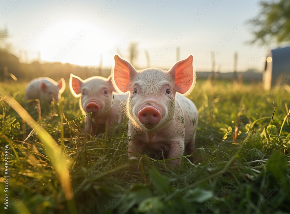 beautiful pigs on green meadow beautiful pigs on green meadow