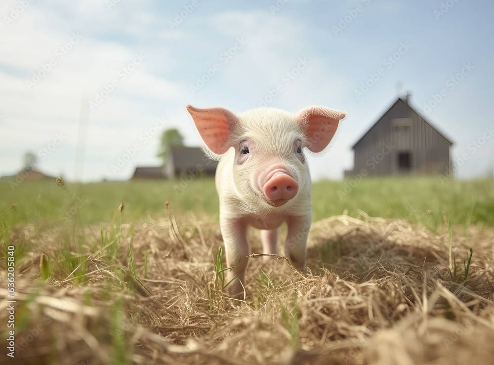 little pig on green meadow little pig on green meadow