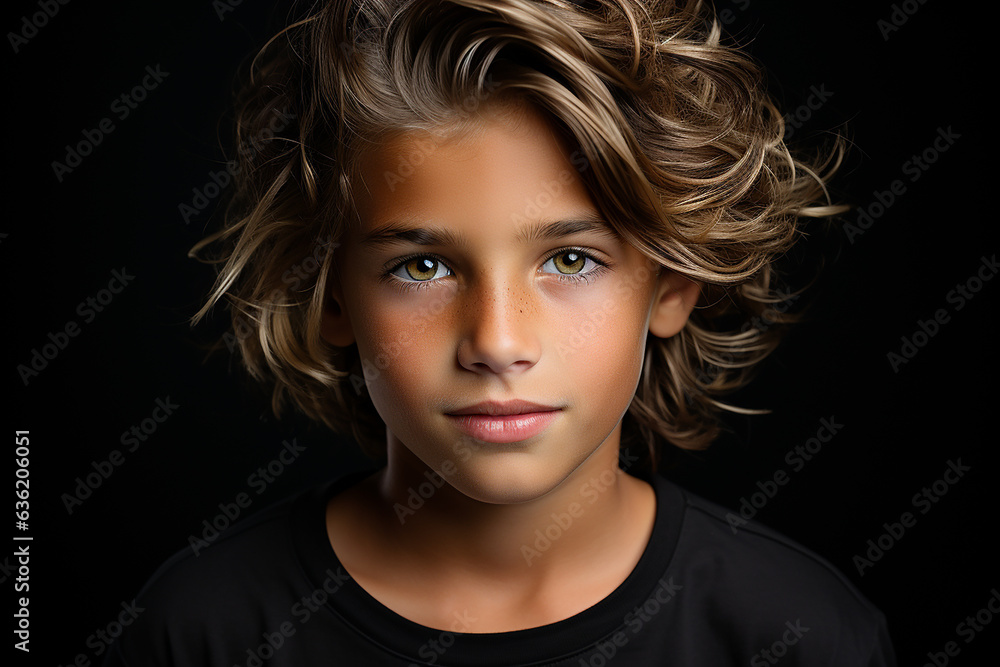 Generative ai studio portrait of cute little teenage brunette boy on different colour backgrounds Generative ai studio portrait of cute little teenage brunette boy on different colour backgrounds