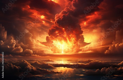 nuclear explosion with clouded clouds
