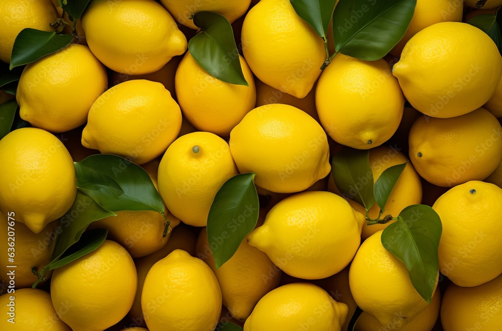Ripe Yellow Lemons Close up Background Or Texture