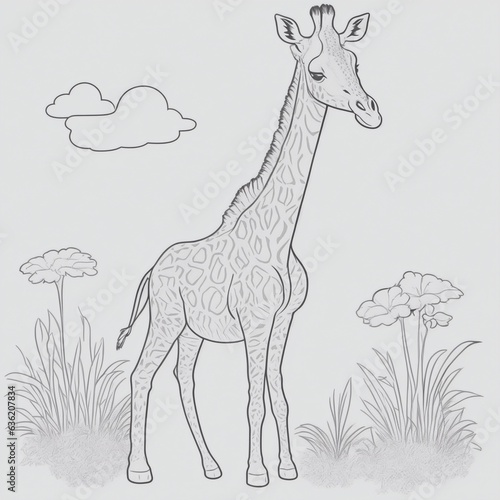 Cute giraffe minimalist line art