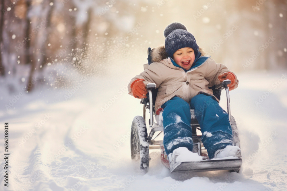 kids having fun and playing in the snow