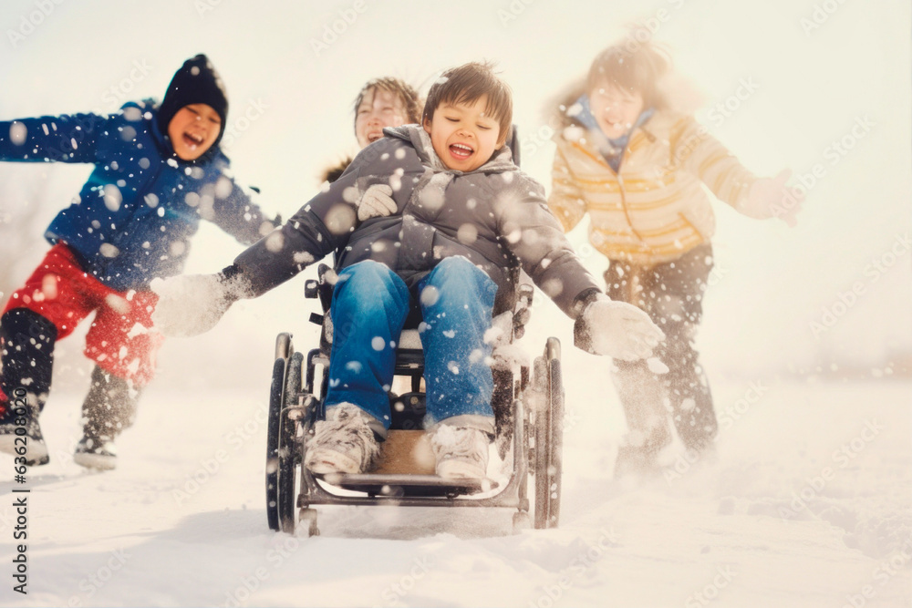 © the_lightwriter - kid in wheelchair playing in the snow © the_lightwriter - kid in wheelchair playing in the snow