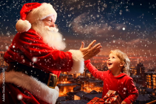 kids celebrate Christmas with gifts