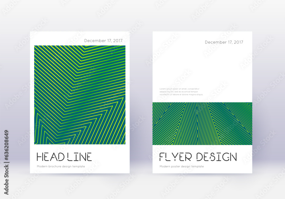 Fototapeta premium Minimal cover design template set. Green abstract