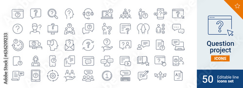 Question icons Pixel perfect. Ideas, discussion, assistant, ....