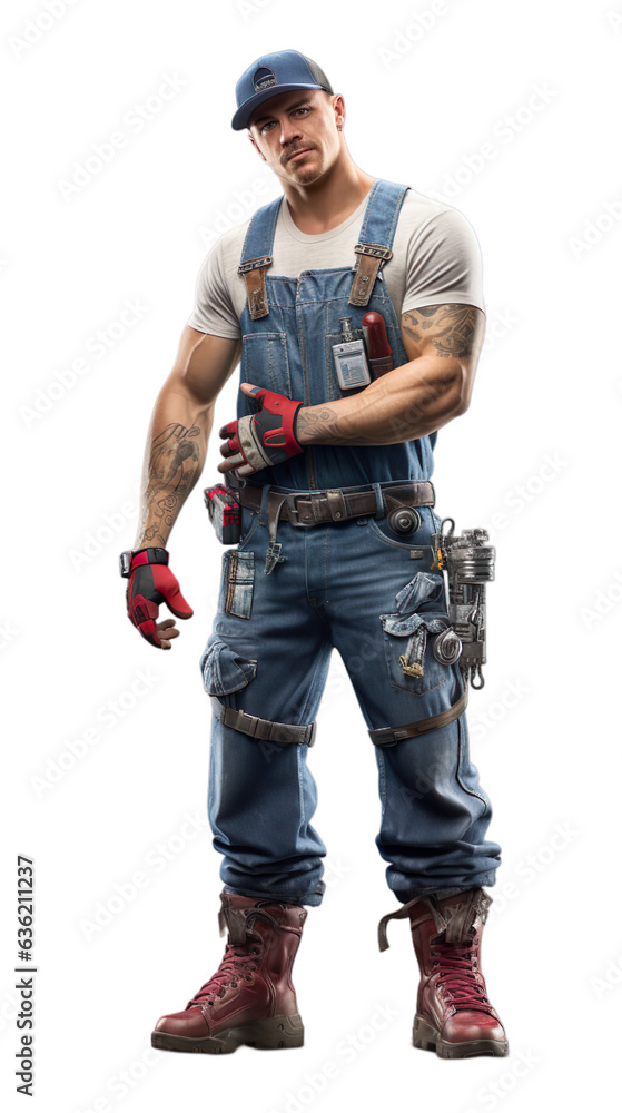 Casual captivating closeup shot of an Plumber showcasing with an isolated transparent background. Casual captivating closeup shot of an Plumber showcasing with an isolated transparent background.