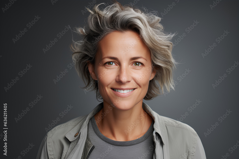 Fototapeta premium studio portrait of a beautiful woman in her fifties