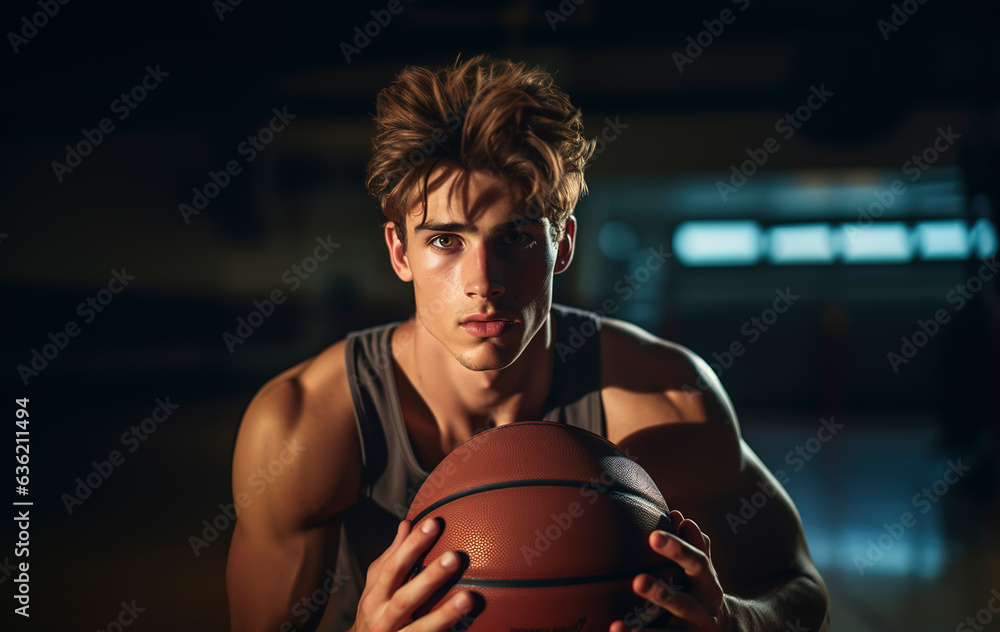 Basketball player training portrait Basketball player training portrait