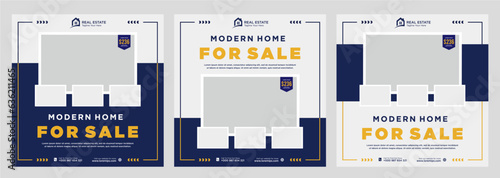 Real estate house social media post or square banner template