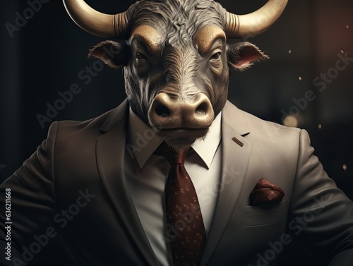 face of a bull in suit and tie © alexxndr