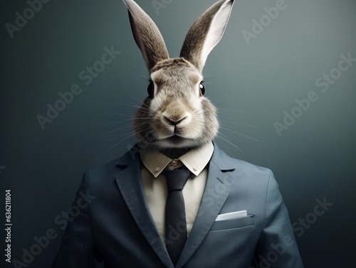 face of rabbit in suit and tie © alexxndr