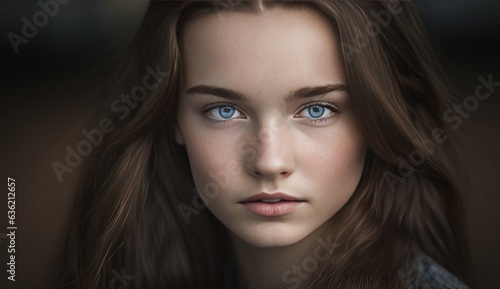 Pretty brunette girl with blue eyes © Umar