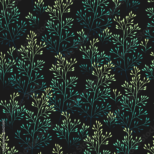 Wallpaper Mural Green leaves seamless pattern. Design for fabric, fashion textile, wallpaper. Vector illustration Torontodigital.ca