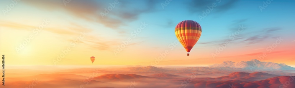 Naklejka premium Beautiful landscapes with aerostat