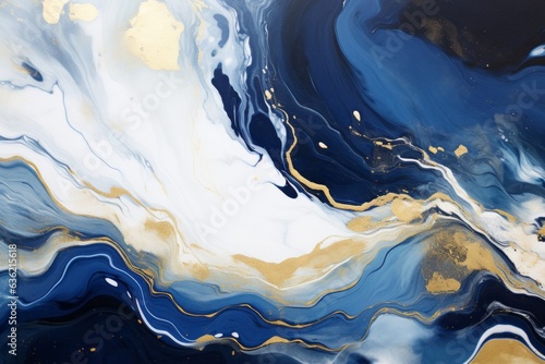 Fluid: A Captivating Blend of Blue, Gold, and White, Generative AI