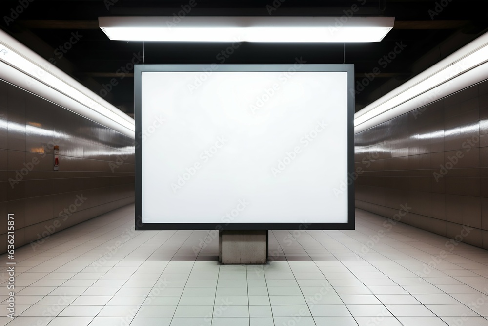 Empty Blank Signboard in Public Space for Advertisement. Generative ai Empty Blank Signboard in Public Space for Advertisement. Generative ai