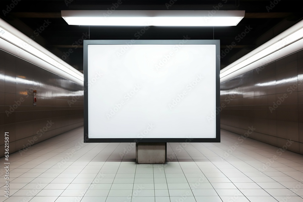 Empty Blank Signboard in Public Space for Advertisement. Generative ai