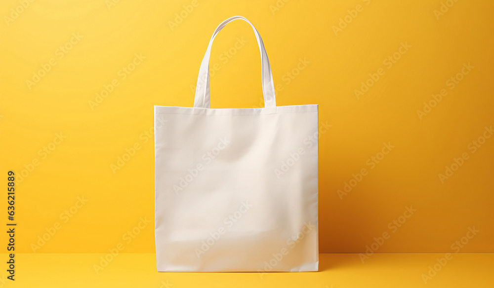 shopping tote bag on yellow background shopping tote bag on yellow background
