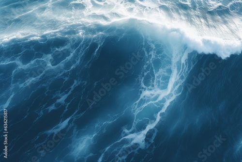 Powerful Black Wave Crashing into Majestic Blue Ocean  Dramatic Nature Background with Copy Space  Generative AI