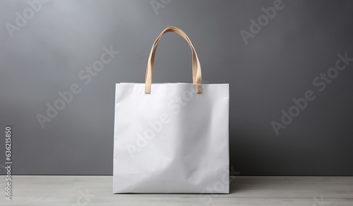 shopping tote bag on grey background