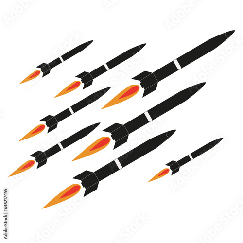 Ensemble de missiles sur fond blanc