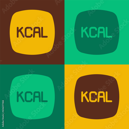 Pop art Kcal icon isolated on isolated on color background. Health food. Vector