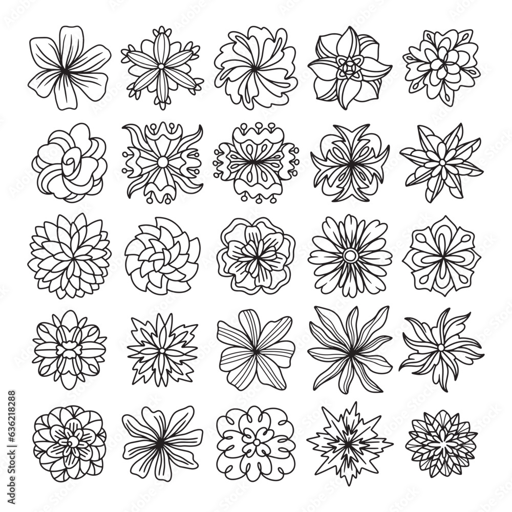Flower hand drawn vector set Flower hand drawn vector set