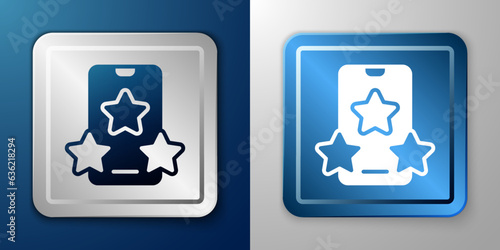White Online sports betting icon isolated on blue and grey background. Sport bet bookmaker. Betting online make money. Silver and blue square button. Vector