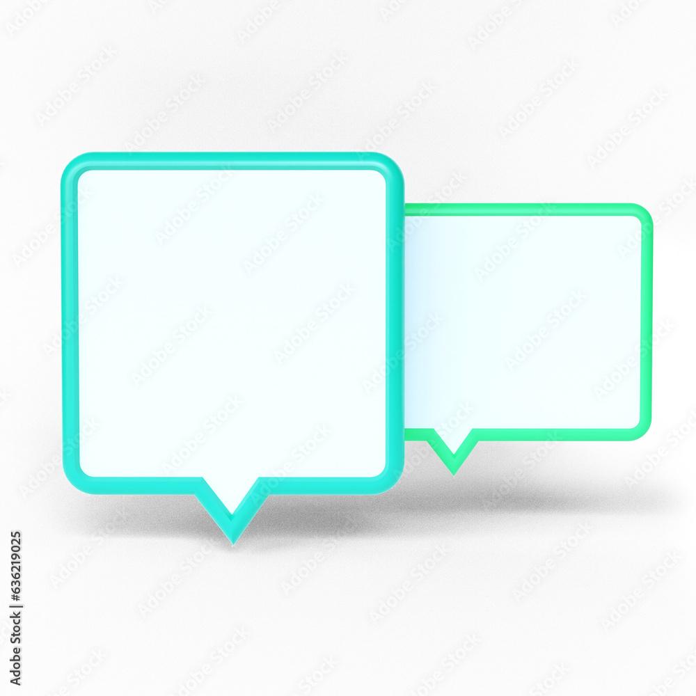 3D speech bubbles icon for chat social media, chat bot concept, artificial intelligence chat bot, stylze dialogue symbol, minimal blank chat box, 3d rendering