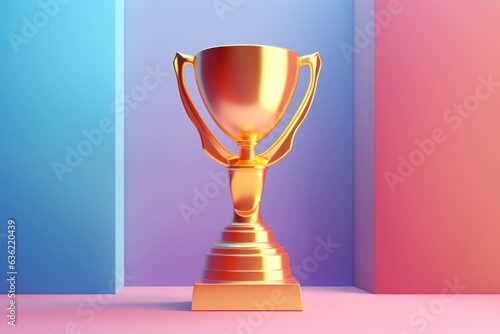 Golden Winner Trophy Background, Champion Cup of Sport Competition. Generative AI